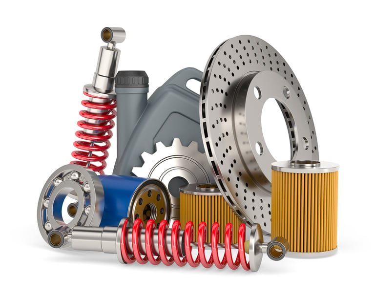 Car spares on white background